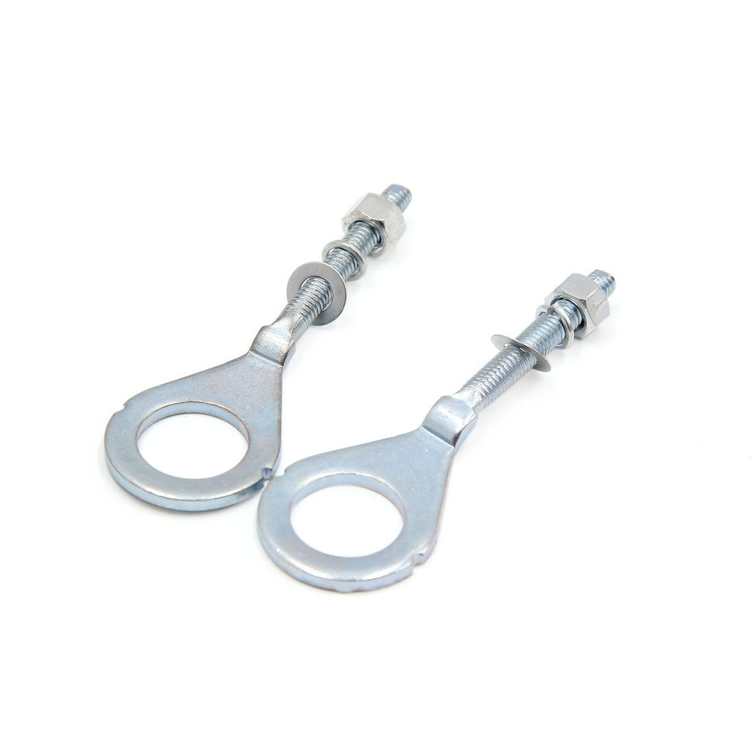 Uxcell 2Pcs 18Mm Dia Hole Silver Tone Metal Chain Axle Adjuster Tensioner For Motorbike