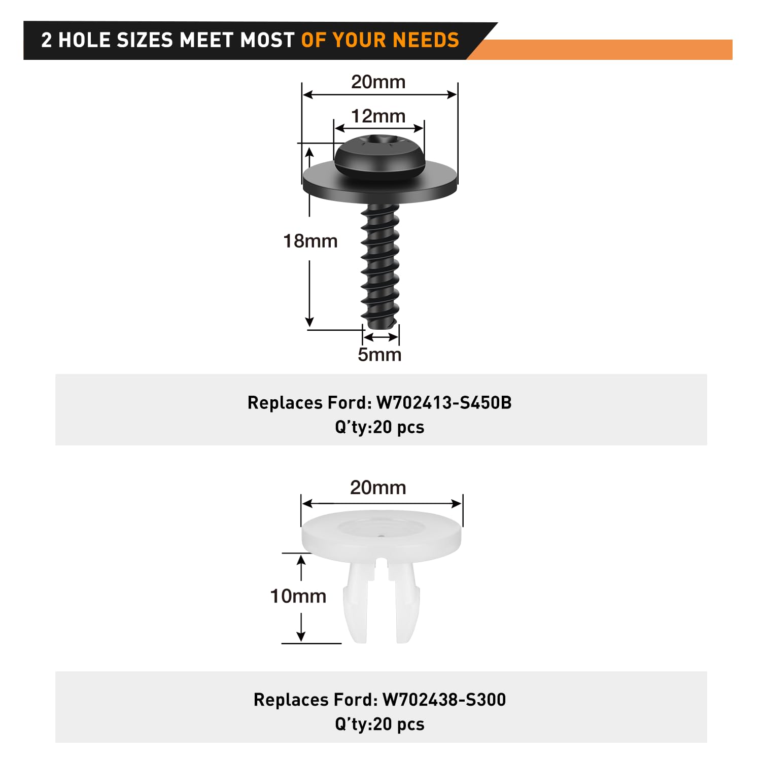 Gooacc 60Pcs Fender Liner Bumper Cover Splash Shield Hex Head Screw With Nylon U Nuts Kit For Fastening Front On Mazda 2, 5, 6,