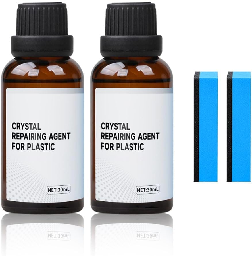 2Pcs Crystal Coating for Car Plastic Parts, Upgrade Refurbish Agent for Car Trim Restore, Easy to Use Refresher, Great Gloss Pro
