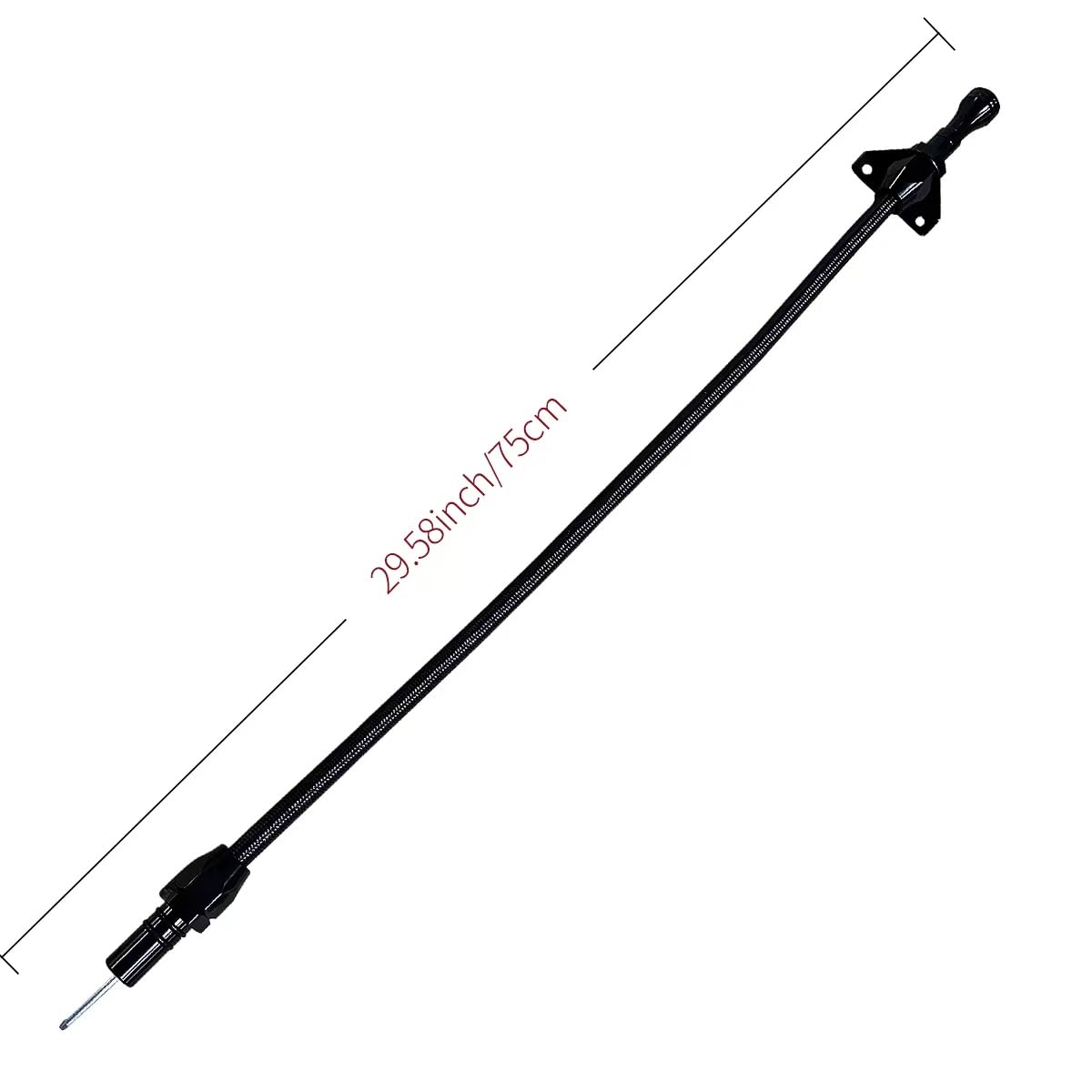 Firewall mounted transmission stainless steel oil dipstick with black housing - compatible with GM 4L80E Dipstick transmission L