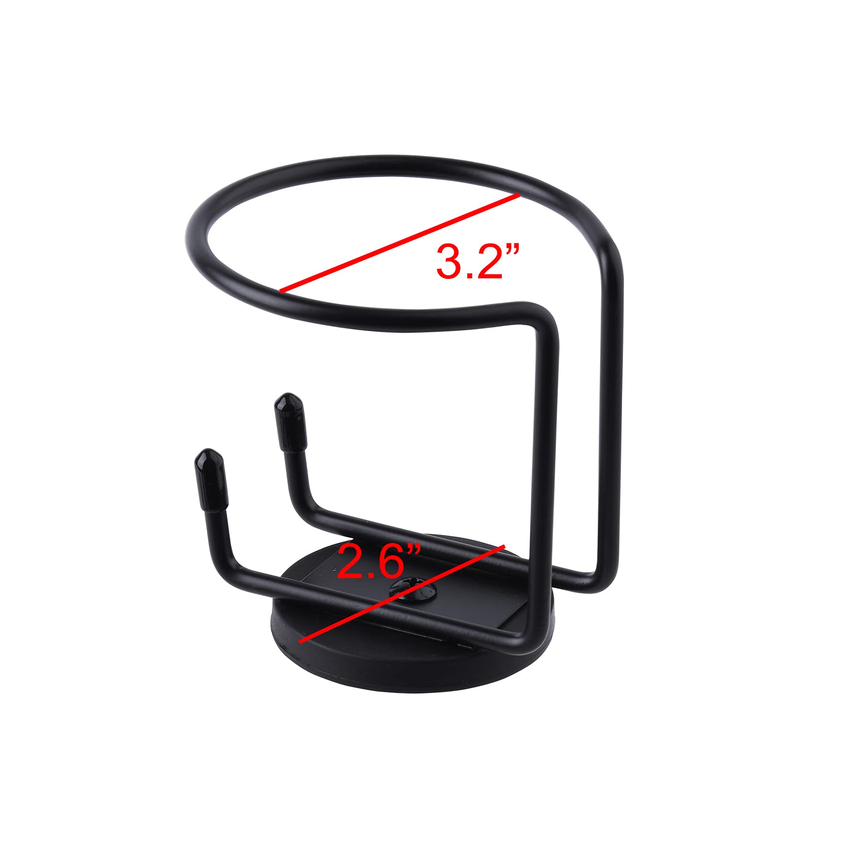 LEKUSHA Magnetic Cup Holder, Black Drink Holder for Tractor, Truck, Mower, Car, Treadmill - Horizontal Surface Mount, Pack of 2