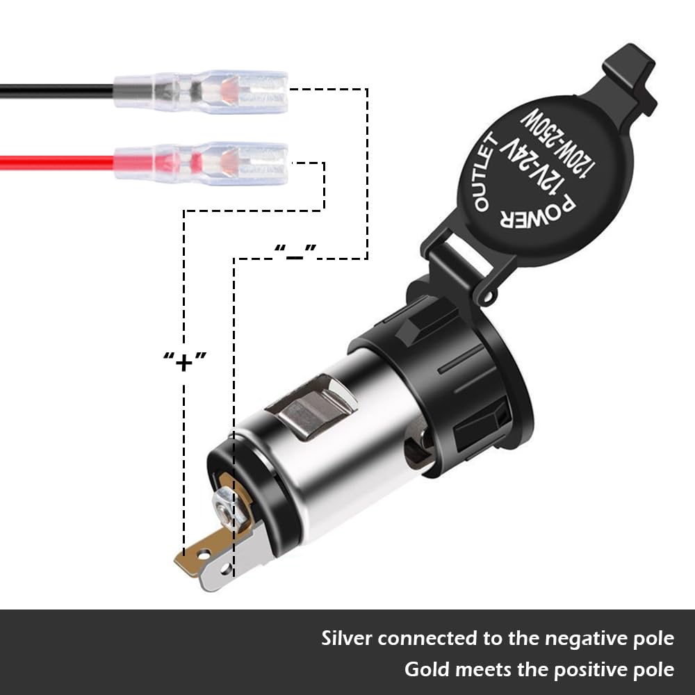 12V Cigarette Lighter Socket,Waterproof Car Power Outlet Cigarette Lighter Adapter With Extension Cable,Universal Interior Car Accessories Cigarette Lighter Plug For Car Truck Suv(1Pcs)