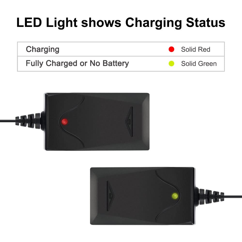 Nastima 6V 0.5A Sealed Lead Acid Battery Charger For Moultrie Battery With Red And Black Clips And Led Indicator Light