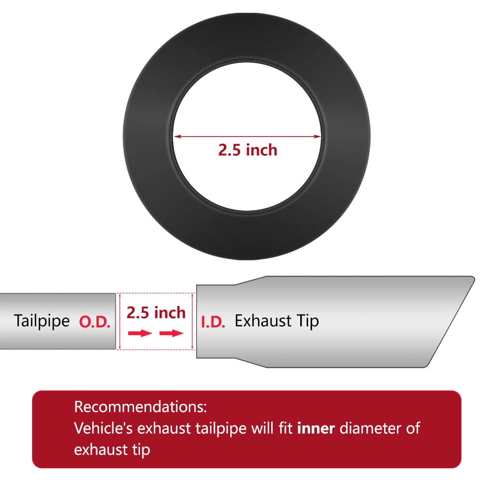 Lcgp 2.5'' Inlet Universal Diesel Exhaust Tip 4.5'' Outlet 7'' Long Tail Tip, Black & Double Wall Angle Cut