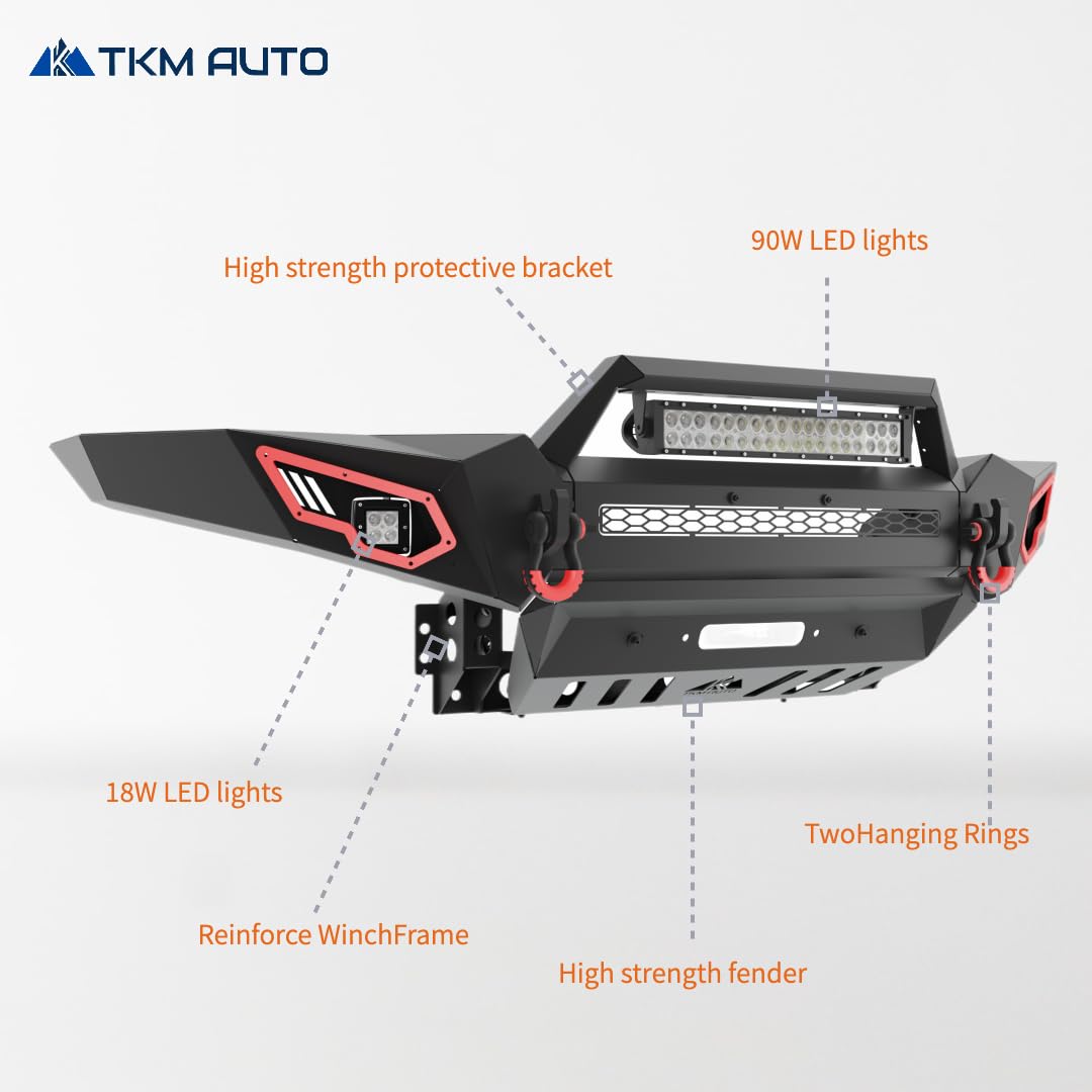TKMAUTO Tacoma 05-15 Front and Rear Bumper - Black Heavy-Duty Protection for Off-Road Use