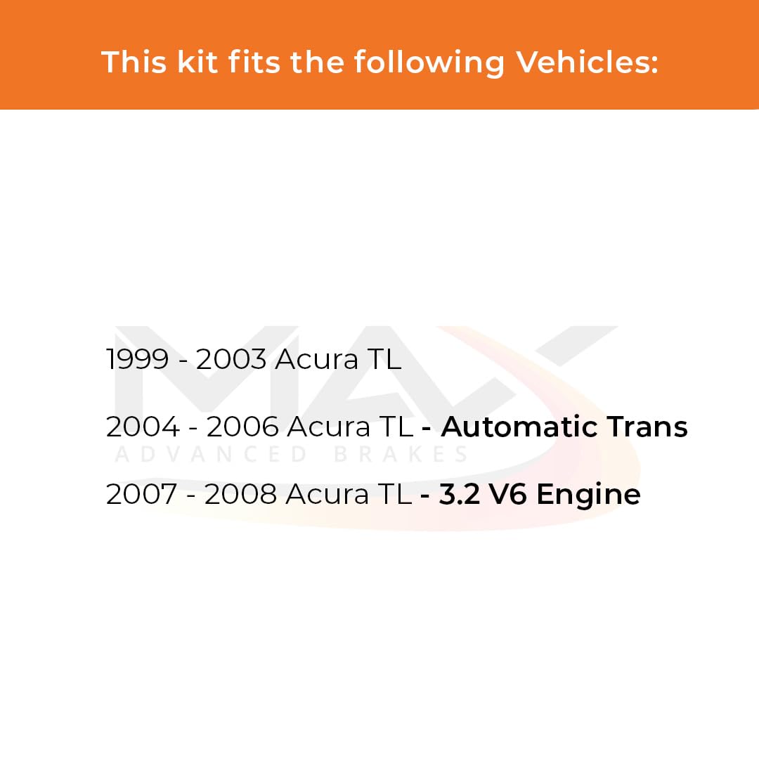Max Advanced Brakes Front & Rear Brake Kit Compatible With 1999 2000 2001 2002 2003 2004 2005 2006 2007 2008 Acura Tl Replacemen