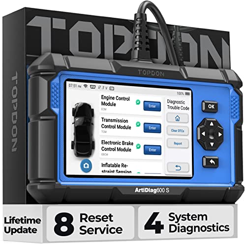 Obd2 Scanner Topdon Ad600S Scan Tool, Code Reader, Diagnostics Scanner For Abs/Srs/At/Engine, 8 Reset Services, Oil/Brake/Bms/Sa