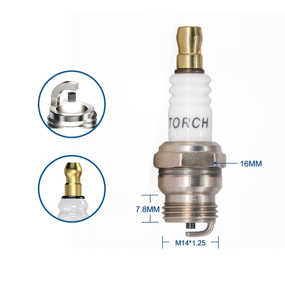 TORCH BM6F Spark Plug Replace for CHAMPION DJ8J DJ7J 847 850, for NGK BM6F, 794-00050, 794-00055A, for BOSCH HS8E HS6E, WAK145T3
