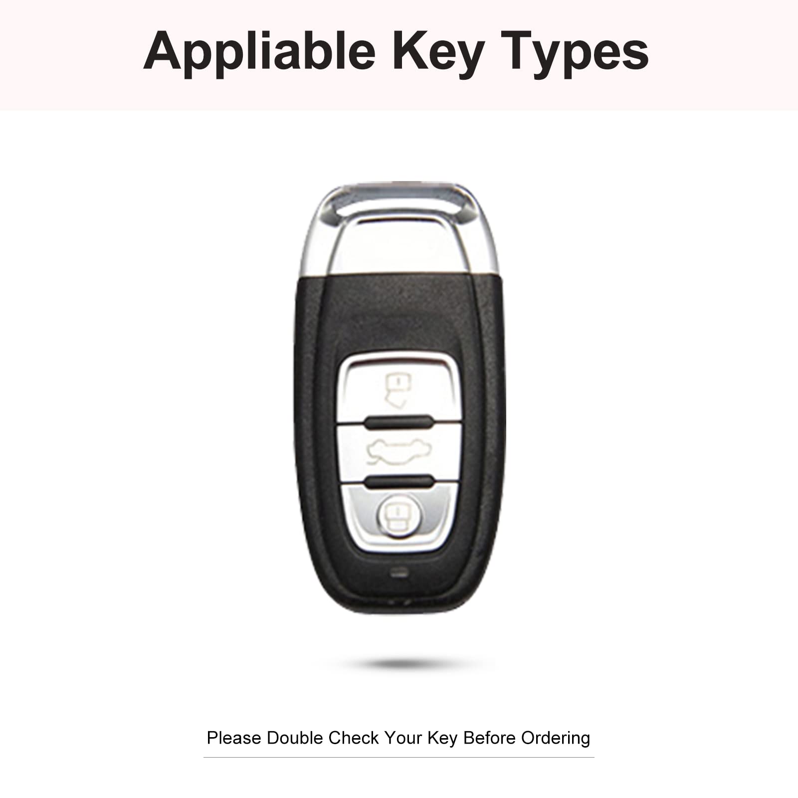 Ruabiban Compatible Audi Key Fob Cover, Pink Genuine Leather Crystal Case For Audi A4 A5 A6 A7 A8 Q5 Q7 S3 S4 S5 S6 S7 S8 Sq5 Rs