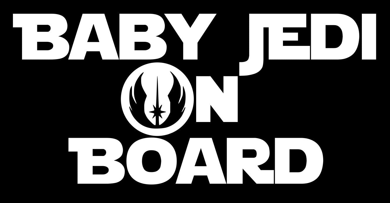 Baby Jedi On Board Decal Vinyl Sticker Graphics|Ur Impressions|For Cars Trucks Suv Vans Walls Windows Laptop|White|7.25 X 3.6 In