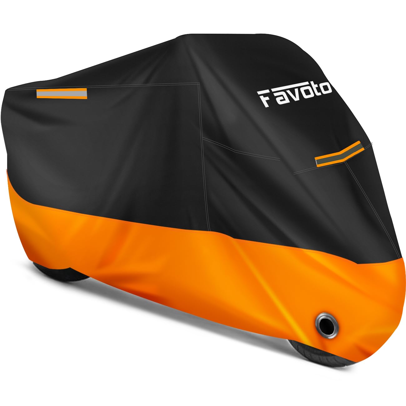 Favoto Motorcycle Cover Waterproof All Season Weather Sun Outdoor Protection Night Reflective With Lock-Holes & Storage Bag Univ