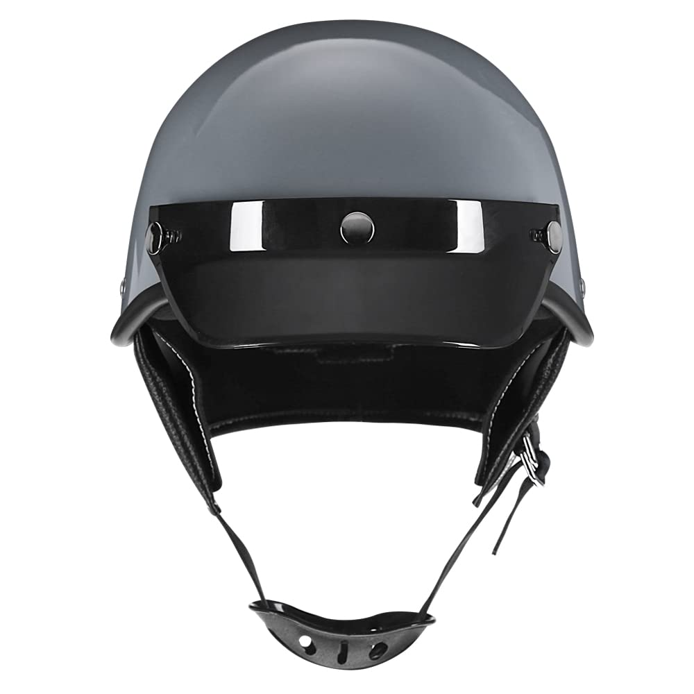 Woljay Motorcycle Retro Half Helmet Bicycle Scooter Moped Jet Motorbike Helmet DOT Certified (Medium, Grey)