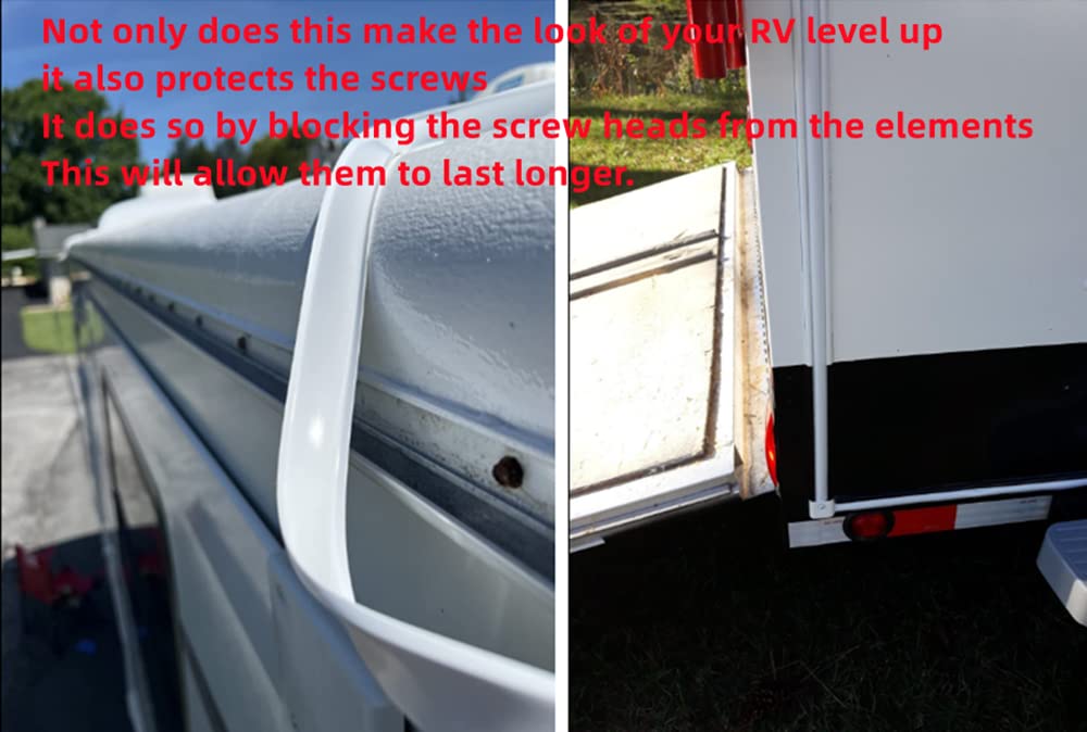 1'' Rv Vinyl Trim Molding Insert White For Rv Screw Cover Camper Trailer Travel Gutter Corner Channel Outside Seam Roof Edge Tra