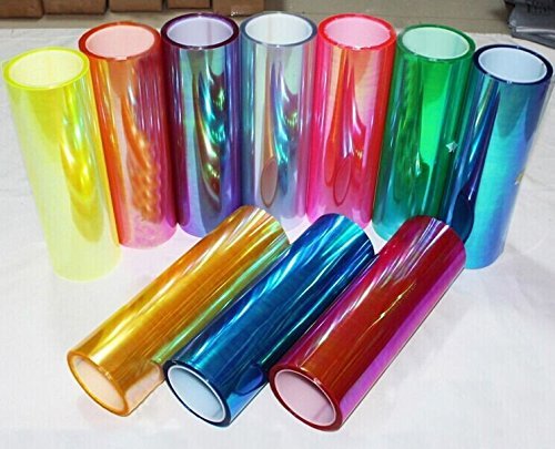 DIYAH 12 X 48 inches Self Adhesive Shiny Chameleon Headlights Tail Lights Fog Lights Films,Film Sheet Sticker,Tint Vinyl Film (Light Blue)