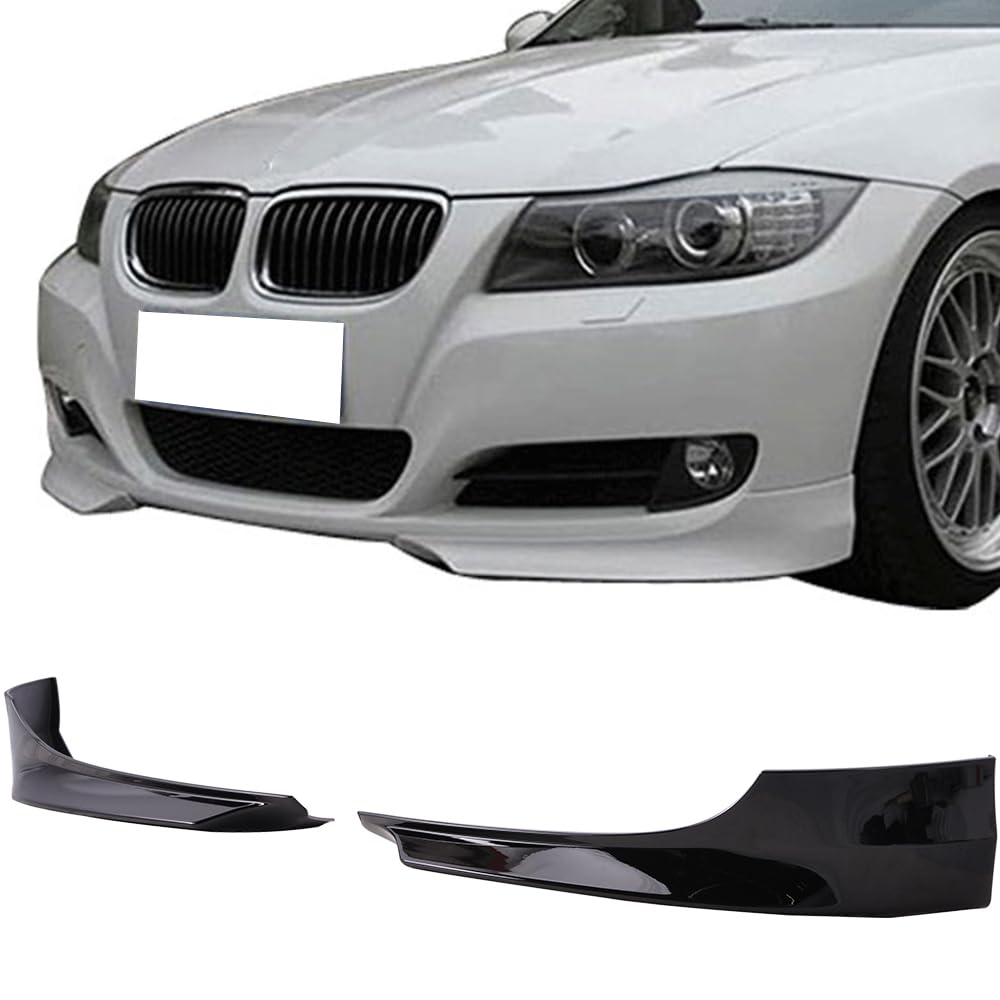Pre-painted Front Splitter Lip Compatible With 2009-2011 BMW 3 Series E90 LCI, Factory Style PP Painted Jet Black # 668 Front Sp
