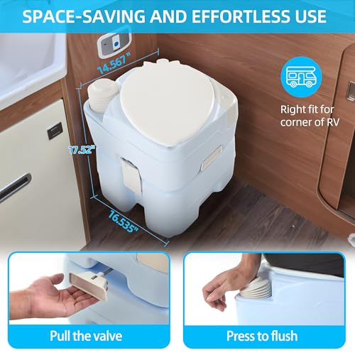 Yitahome 5.28 Gallon Portable Toilet Camping Porta Potty With Diagonal Enlarged Bowl, Hand Sprayer And Press Flush Pump, Space S