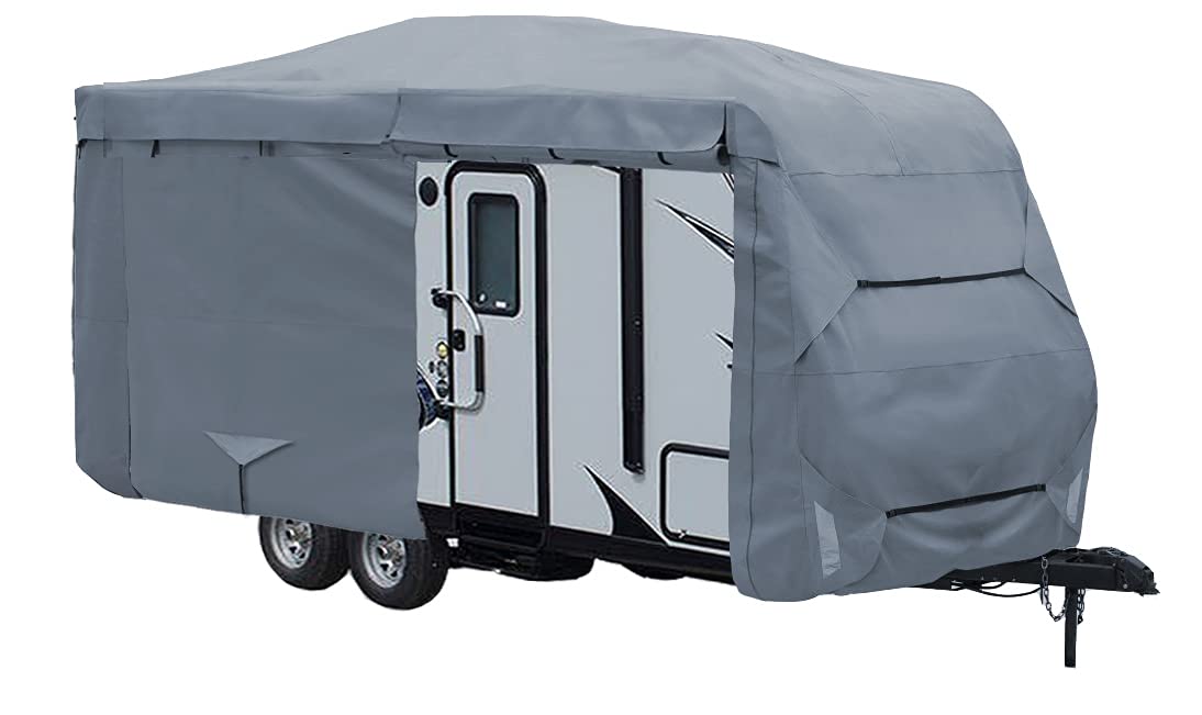 GEARFLAG Travel Trailer RV Cover fits 22' -24' Reinforced Windproof Side-Straps Anti-UV Water-Resistance Multi-Layers Heavy Duty