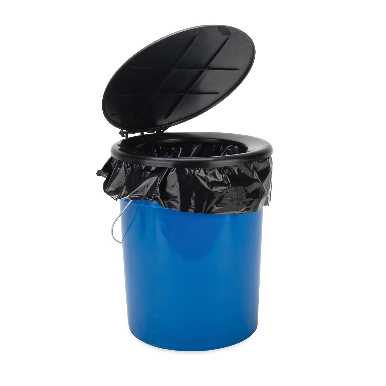 Camco Portable Toilet Bucket - Features 3 Bag Liners for Easy Clean Up & Attached Carry Handle - Includes Seat and Lid Attachmen