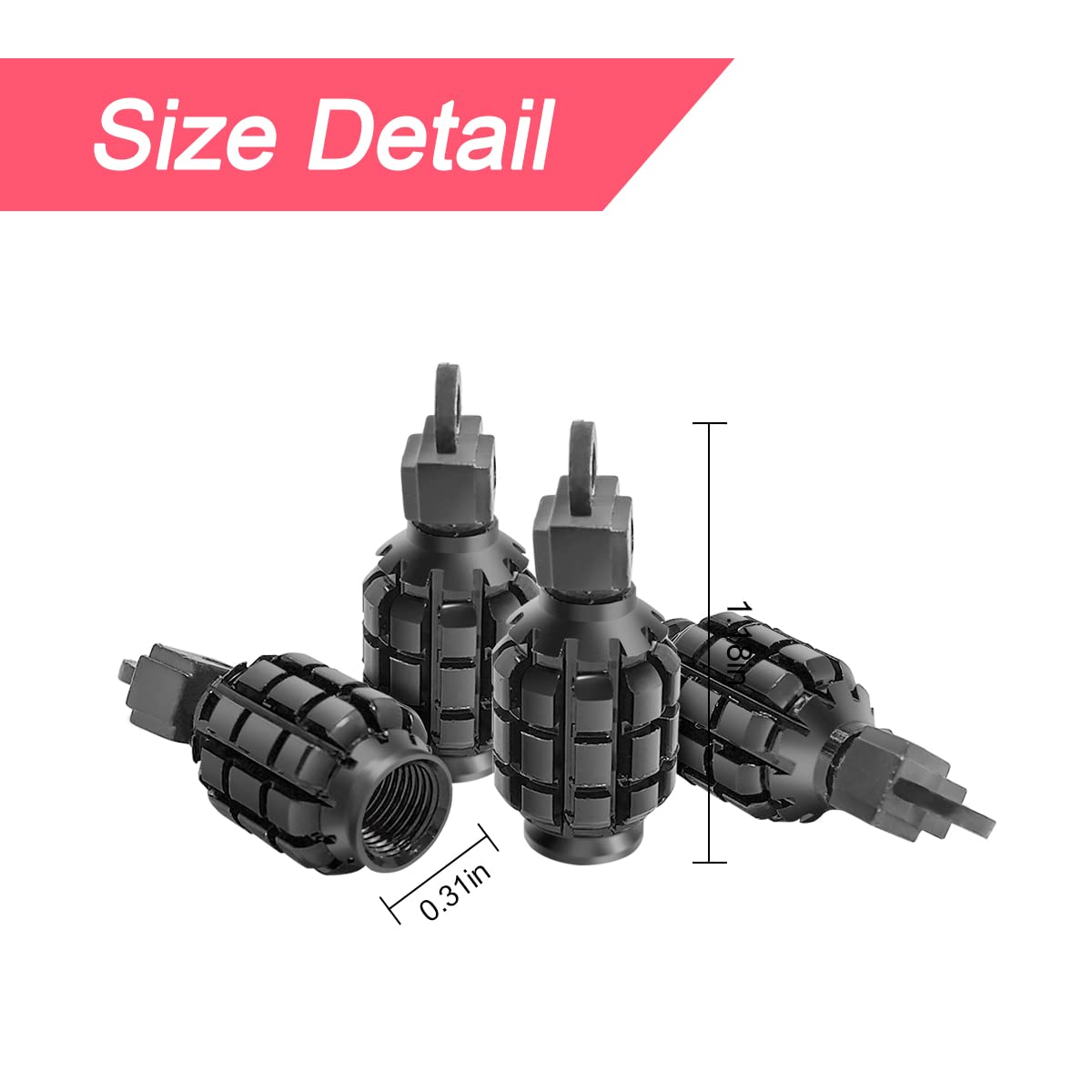 4 Pcs Car Tire Valve Stem Cap/Cover, Airtight Anti-Rust Valve Stem Caps Universal For Most Cars, Vehicles, Bicycles, Motorcycles And More, Cool Car Accessories For Men Women (Black1)