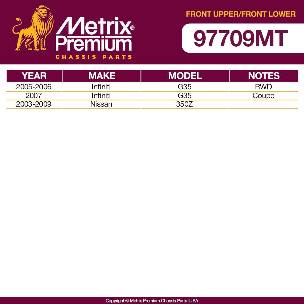 Metrix Premium Chassis Parts - 4 Pc Front L/R Upper Control Arm & Front Lower L/R Ball Joint Kit Fits 05-06 Infiniti G35 Rwd, 07