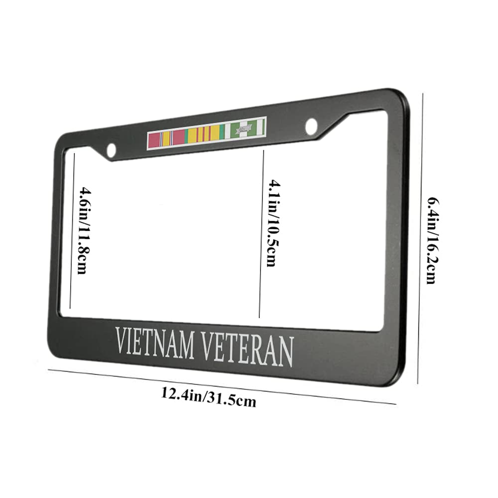 Ofloral Vietnam Veteran Aluminum Alloy License Plate Frame Colorful Service Medal And The 60'S Vietnam Campaign Applicable To Us