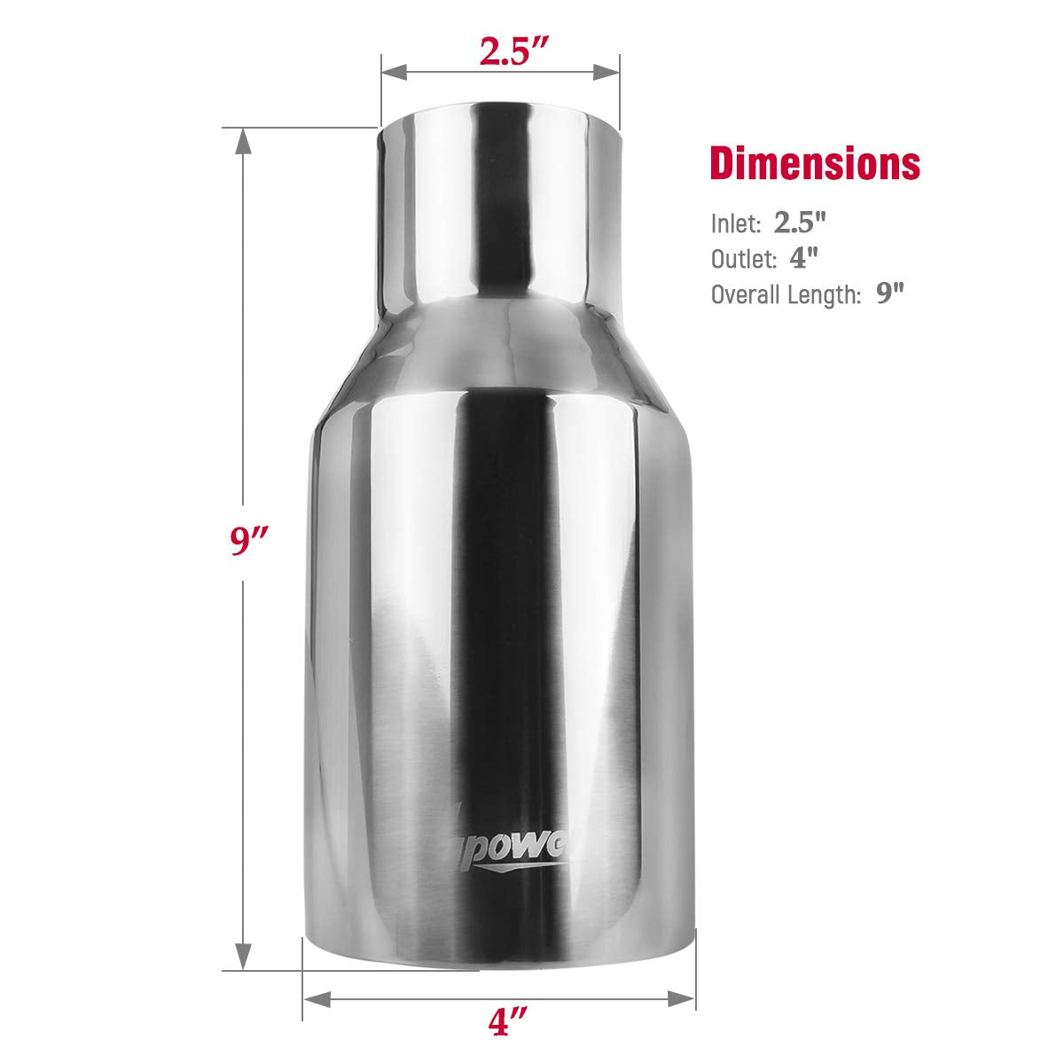 Upower Pack Of 2 Exhaust Tip 2.5 Inch Inlet 4 Inch Outlet 9' Long 304 Stainless Steel 2.5' To 4' Diesel Exhaust Tailpipe Tip Double Wall Slant Cut