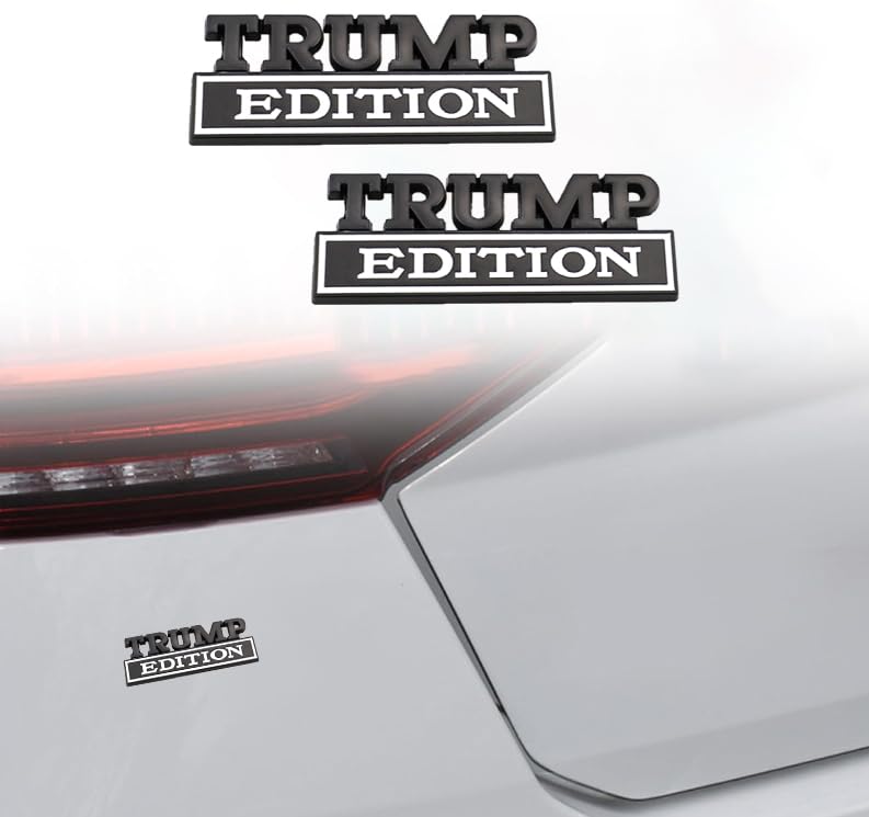 Carrun 2 Pcs Trump Edition Emblem Car Side Rear Front Hood Trunk Door Fender Bumper Metal Badge 3D Decal Sticker Fit For F-150 F