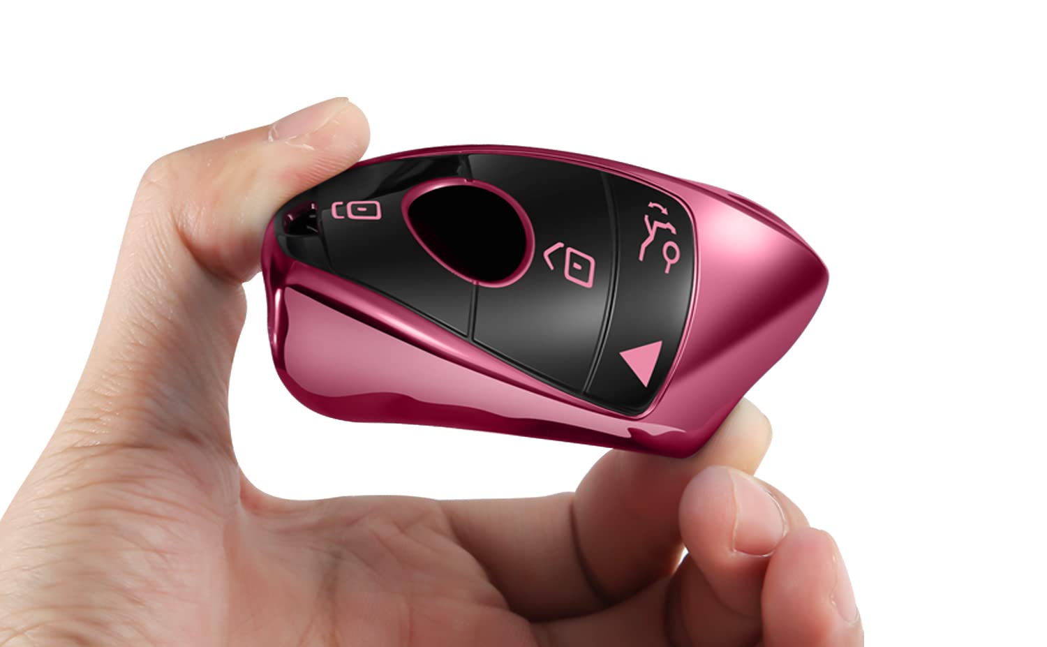 Compatible With Mercedes Benz Key Fob Cover With Keychain,Soft Tpu 360 Degree Protection Key Shell Case For 2019-2021 A-Class C-Class G-Class 2017-2020 E-Class S-Class (Pink)