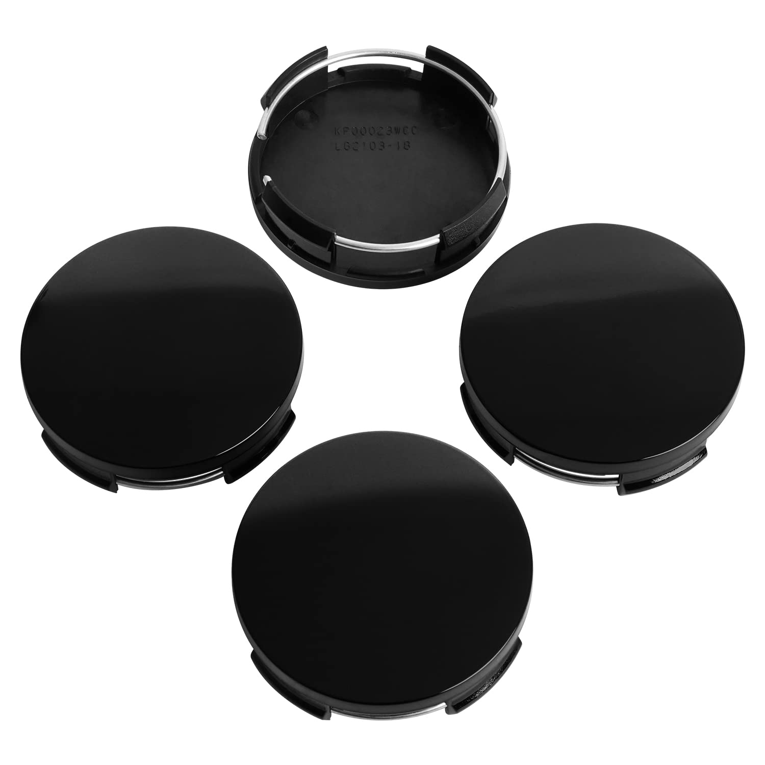 Kitspro 2.5Inch 63Mm Wheel Center Caps For Toyota Corolla Camry Highlander Rav4 Rim Hub Caps, Pack Of 4 (Gloss Black, Outer 63Mm