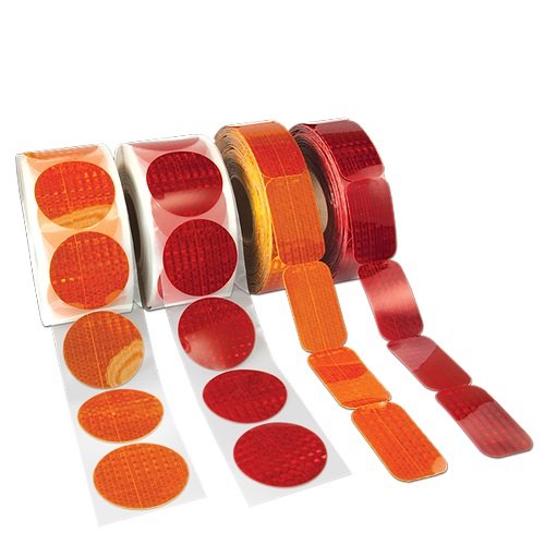 INCOM Manufacturing Reflex Reflective Stick-On Reflectors, DOT SAE High Visibility, Easy to Install, Red, Circle, 3 inch diamete