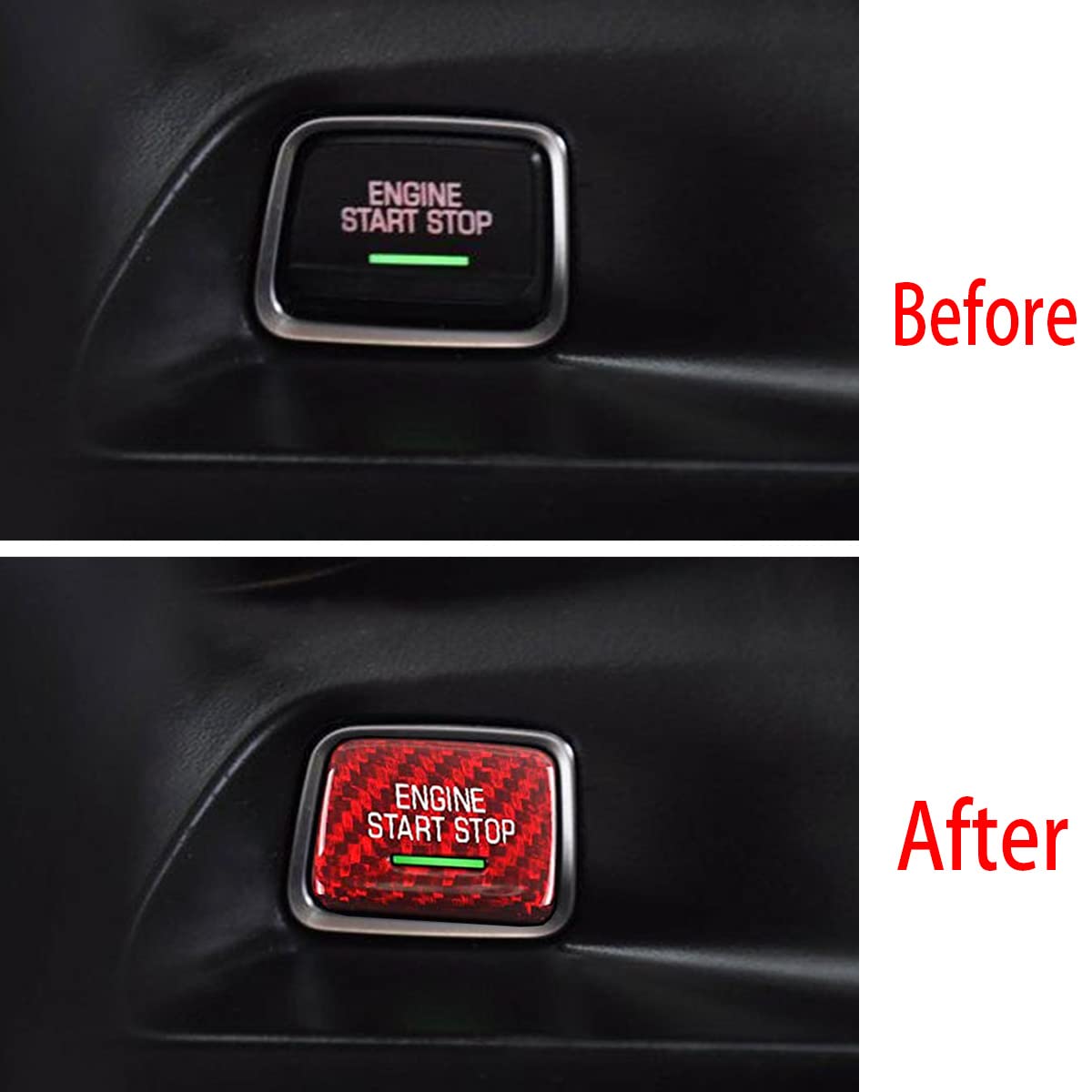 Microck Engine Engine Start/Stop Push Start Button Cover For 2014-2019 Chevy C7 Corvette, For 2016-2020 Chevrolet Camaro, Real C