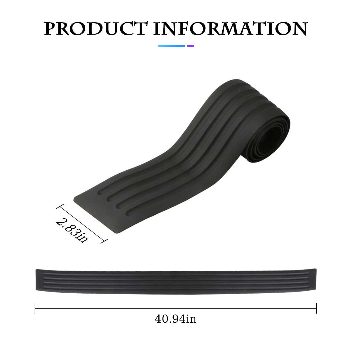 Car Rear Bumper Protector Guard, Universal Black Rubber Anti-Scratch Abrasion Resistant Trunk Door Entry Guards Accessory Trim Cover For Suv, Cars, Car Exterior Accessories (Black/40.9X3.5)