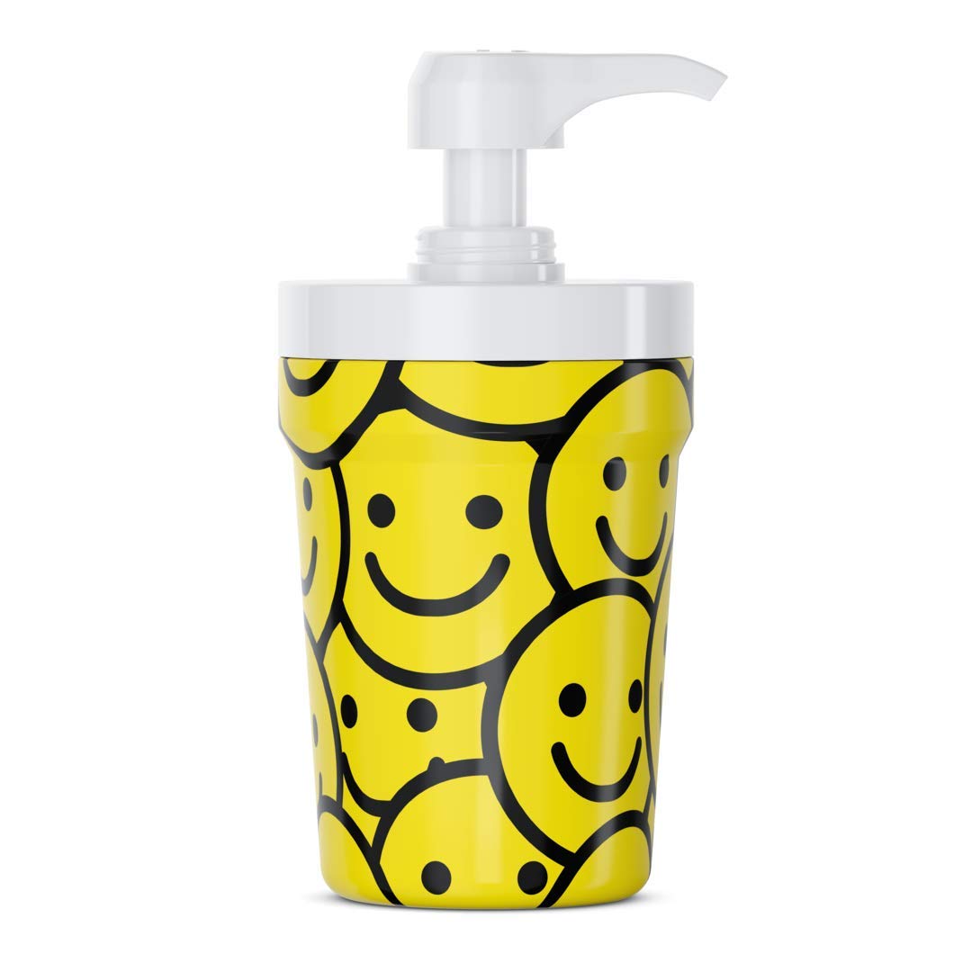 PumpCup Portable Hand Sanitizer Dispenser for Car Cup Holders (Smiley Face)