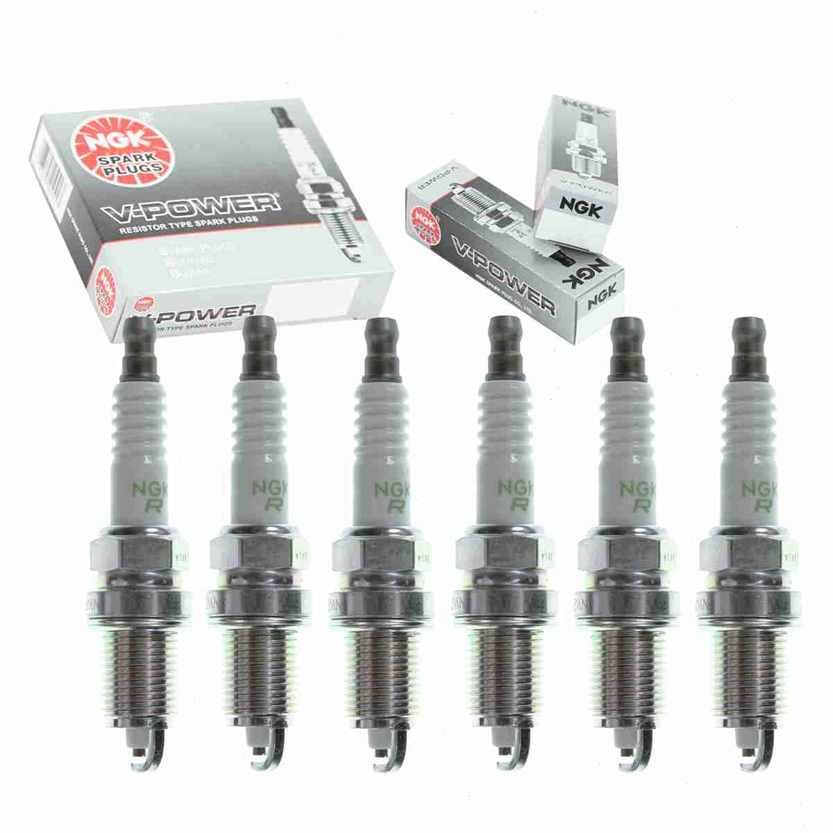 6 pc NGK V-Power Spark Plugs compatible with Jeep Wrangler 4.2L L6 1987-1990