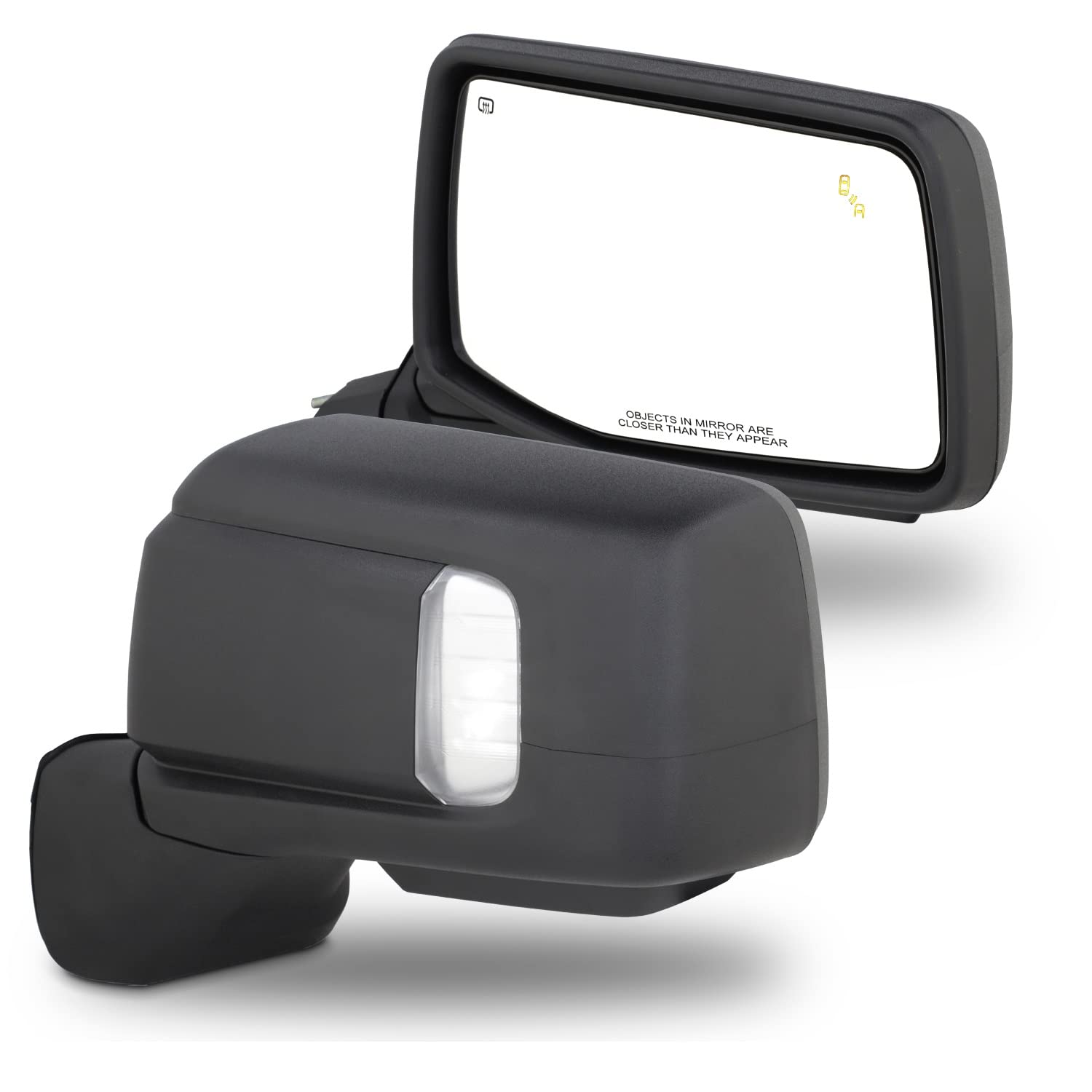 AKKON - Fits 2019-2022 GMC Sierra 1500 Power Glass Heated Manual Folding Towing Black Mirror Pair w/Temerature Sensor