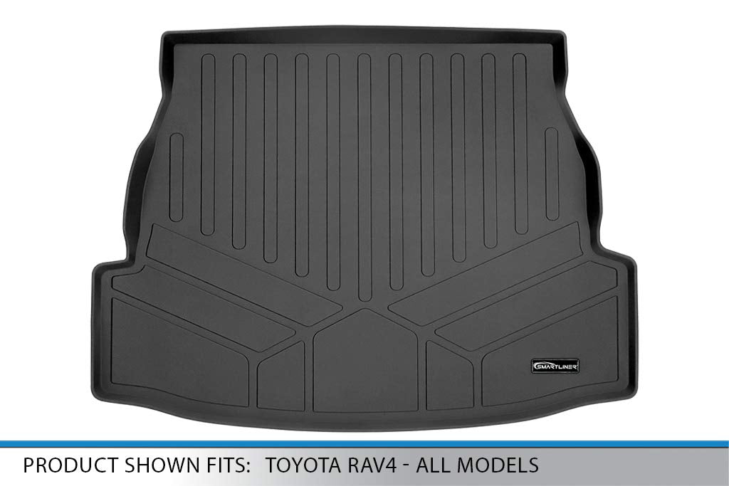 Smartliner All Weather Custom Fit Cargo Liner Trunk Floor Mat Black Compatible With 2019-2022 Toyota Rav4 - All Models