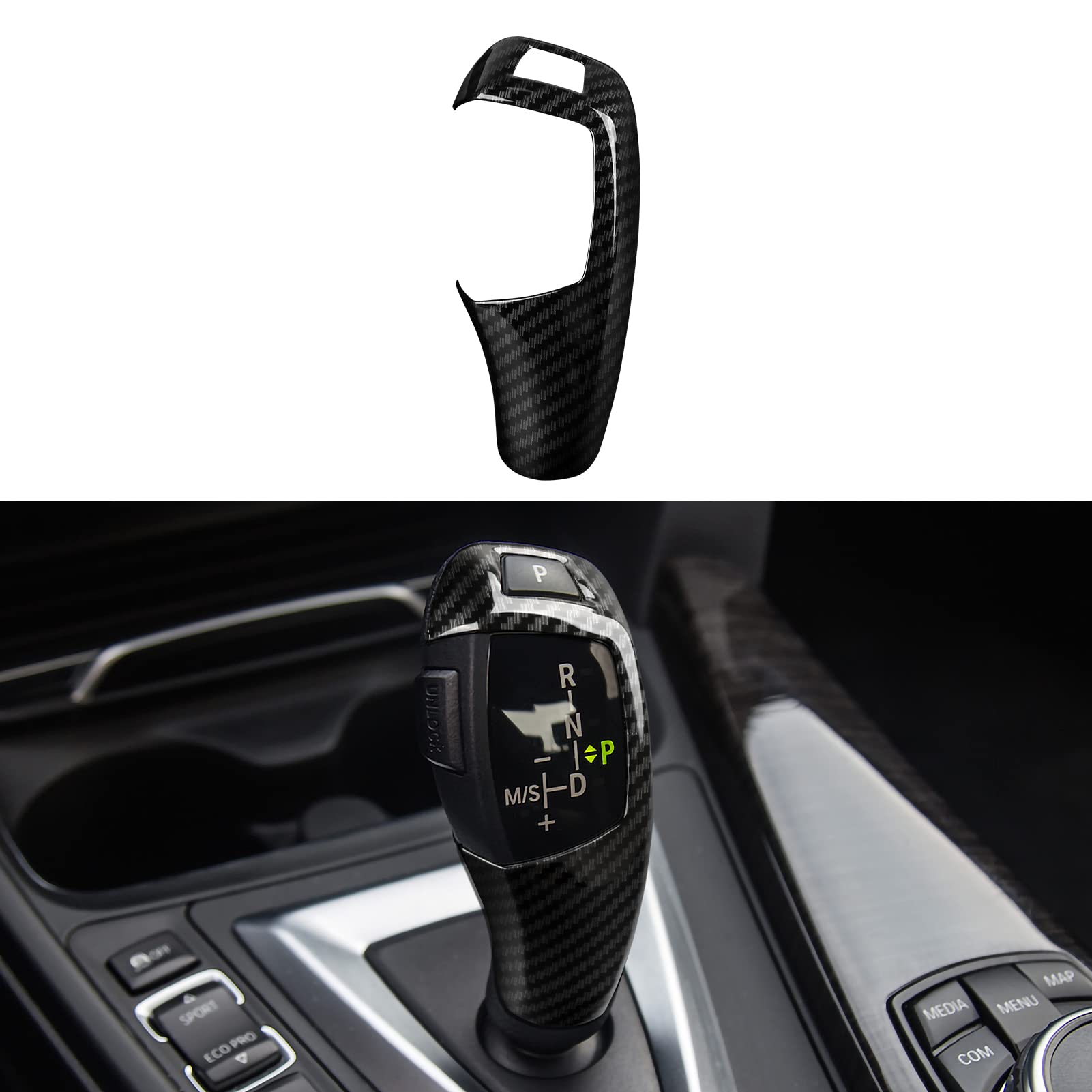 Hengyueshang Car Sticker Decal Gear Shift Knob Cover Carbon Color Abs Trim Fits For Bmw F20 F21 F22 F23 F30 F31 F32 F33 F34 F35 F36 F07 F10 F12 F13 F15 F16 F25 F26 Accessories (Style A)