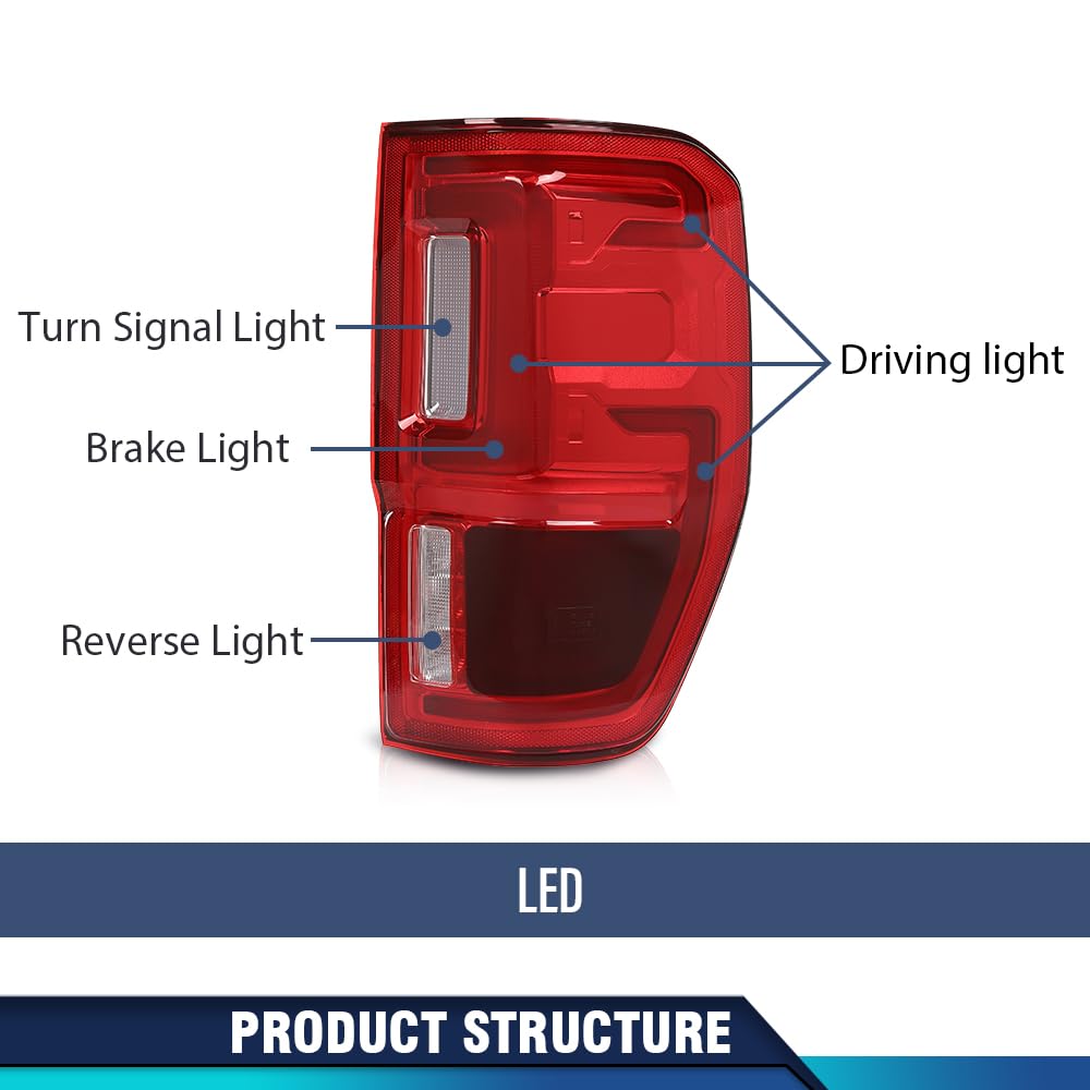 Pit66 Led Tail Lights Taillight Assembly Pair Compatible With Ford Ranger 2019-2023 With Blind Spots Models Kb3Z-13405-G, Kb3Z-1