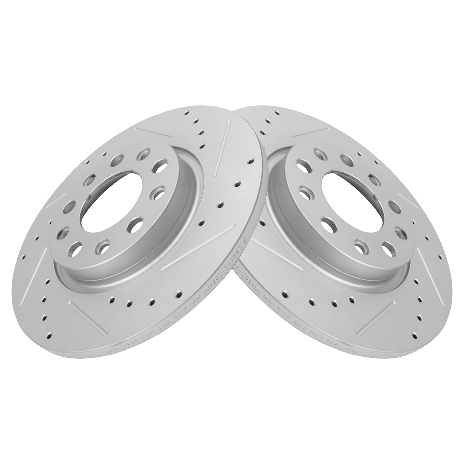 Trq Rear Performance Brake Rotors Set Premium G-Coated Cross Drilled & Slotted Compatible With 2015-2017 Chrysler 200 2014-2021