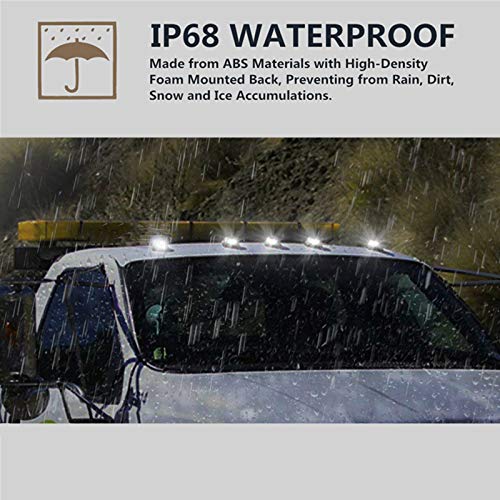 5 X Cab Marker Light, Smoke Lens White 16 Led Roof Running Lights, Top Clearance Light W/Wiring Pack For 1999-2016 Ford F150 F25