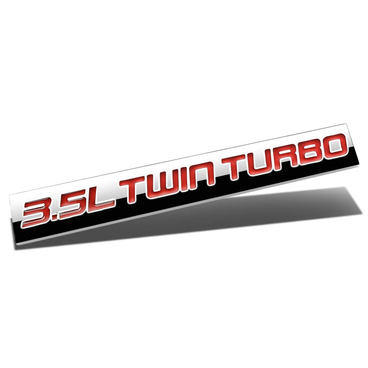 Auto Dynasty Chrome Finish Metal Emblem 3.5L Twin Turbo Badge, (Red Letter)