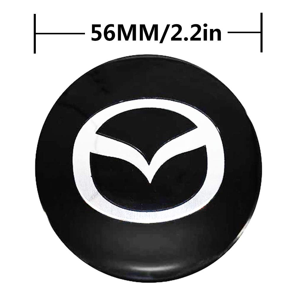 Jd Auto 4Pcs 56Mm 22 Emblem Badge Sticker Wheel Hub Caps Center Cover Abs Material (Fit Mazda Black)