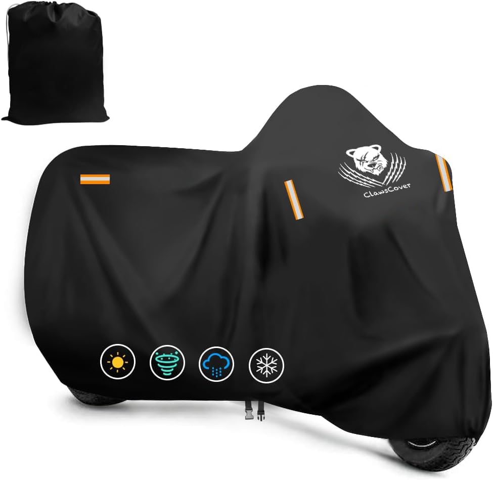 Motorcycle Covers Waterproof Outdoor,Heavy Duty Fadeless Polyester,All Weather Protection,Scooter Vespa Moped Dirt Bike Cover Fi