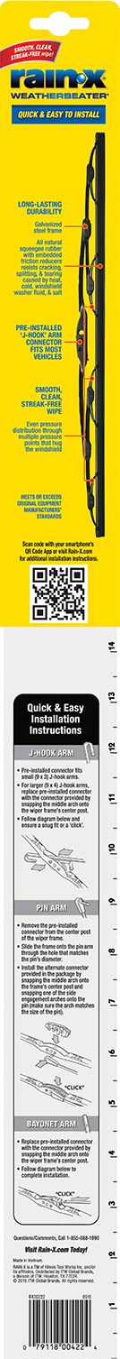 Rain-X Rx30222 Weatherbeater All-Season Oem Quality Conventional Windshield Wiper Blade - 22'' (Pack Of 1)
