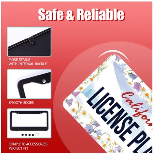 Beautiful Floral Bluebell Chamomile Flower License Plate Frame Car License Plate Stainless Steel Accessory License Plate Decor w