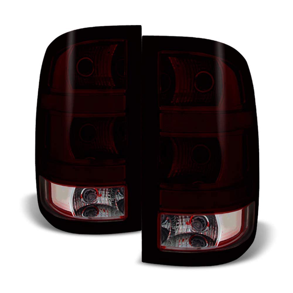 Acanii - For 2007-2013 Gmc Sierra 1500 2500 3500 Red Smoke Tail Lights Brake Lamps Left+Right