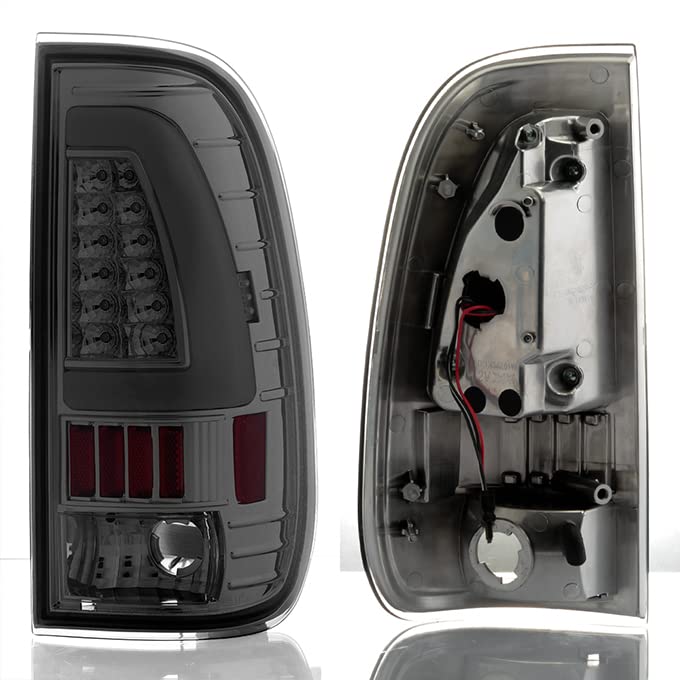 Akkon - For 1997-2003 Ford F150 | 1999-07 F-Series Super Duty Led Tube Style Smoked Taillights Taillamp Pair Set