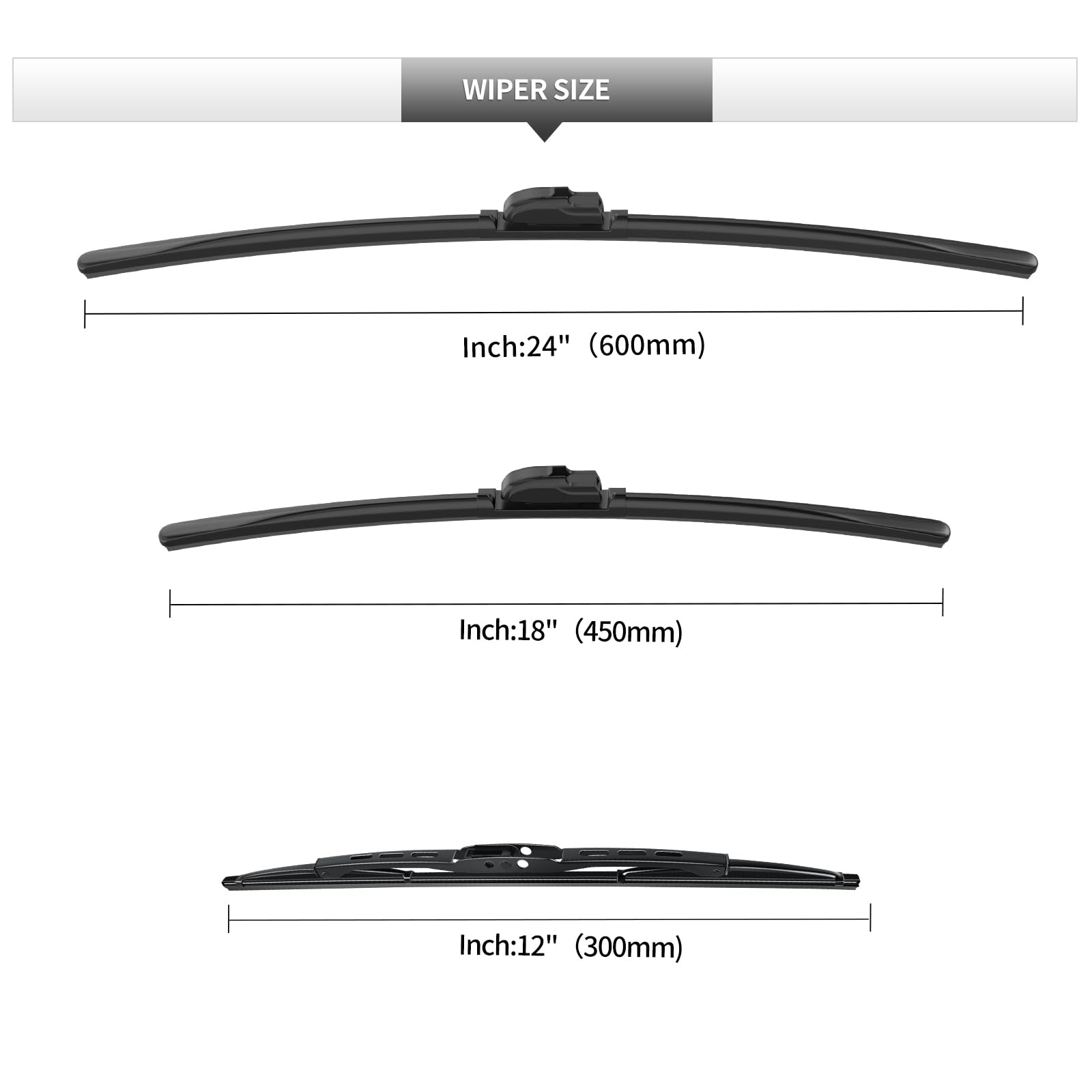 Gardimu Front And Rear Windshield Wiper Blades, 3 Pcs Front And Back Windshield Wipers Blades Replacement For Chevrolet/Chevy Eq