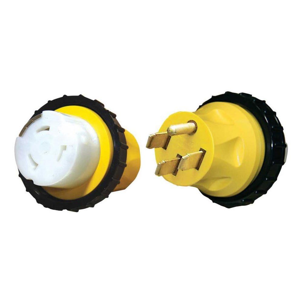 AP Products Voltec 16-00598 Heavy Duty Molded Locking Adapter - Yellow, 50 Amp/50 Amp