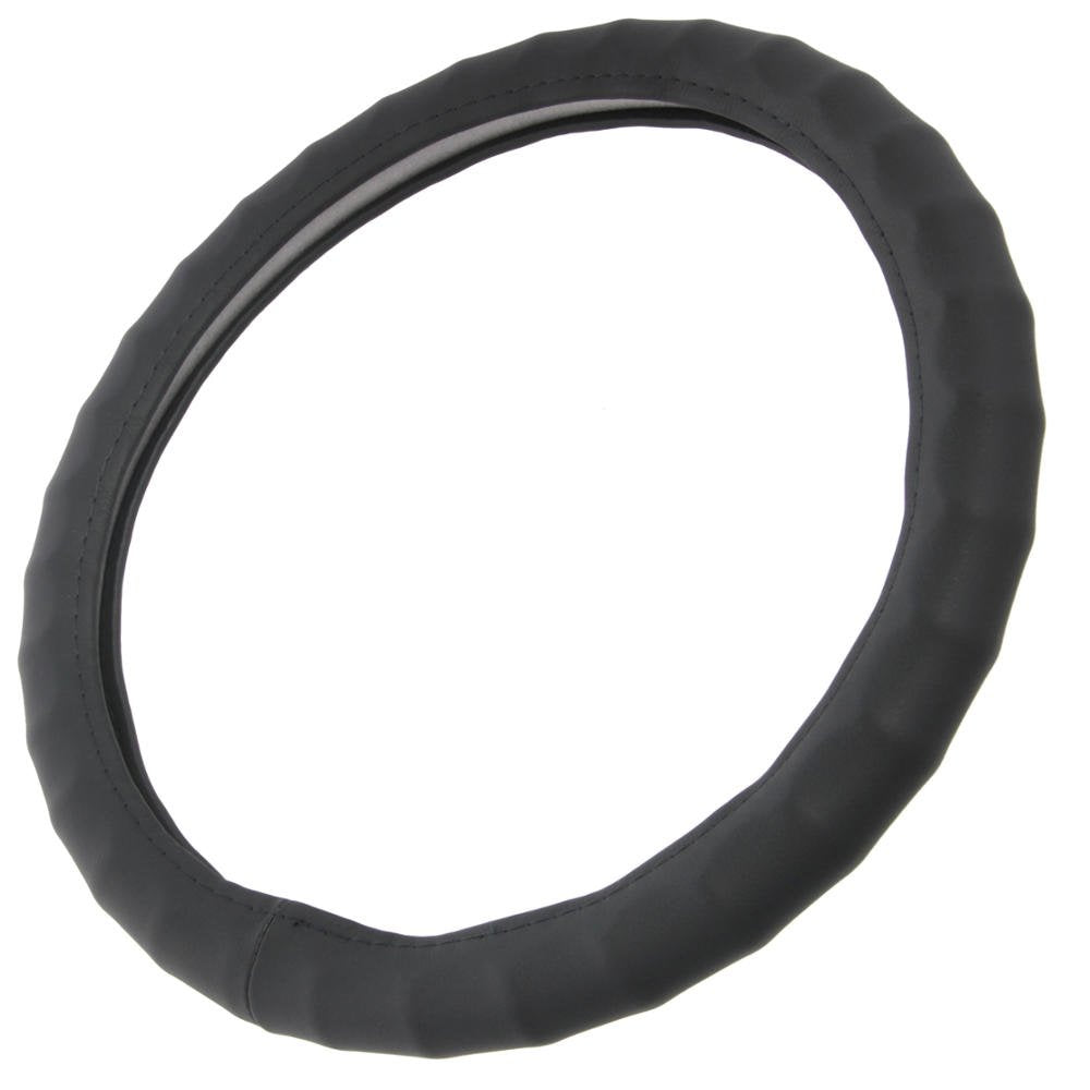 BDK Genuine Leather Ergonomic Non-Slip Grip Car Steering Wheel Cover Standard Size 14.5 to 15 inch